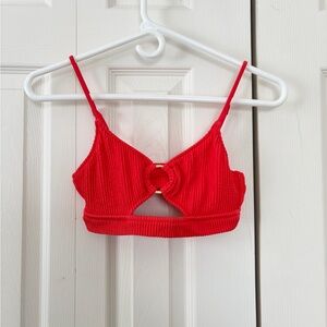 Aerie Red Ribbed Bikini Top